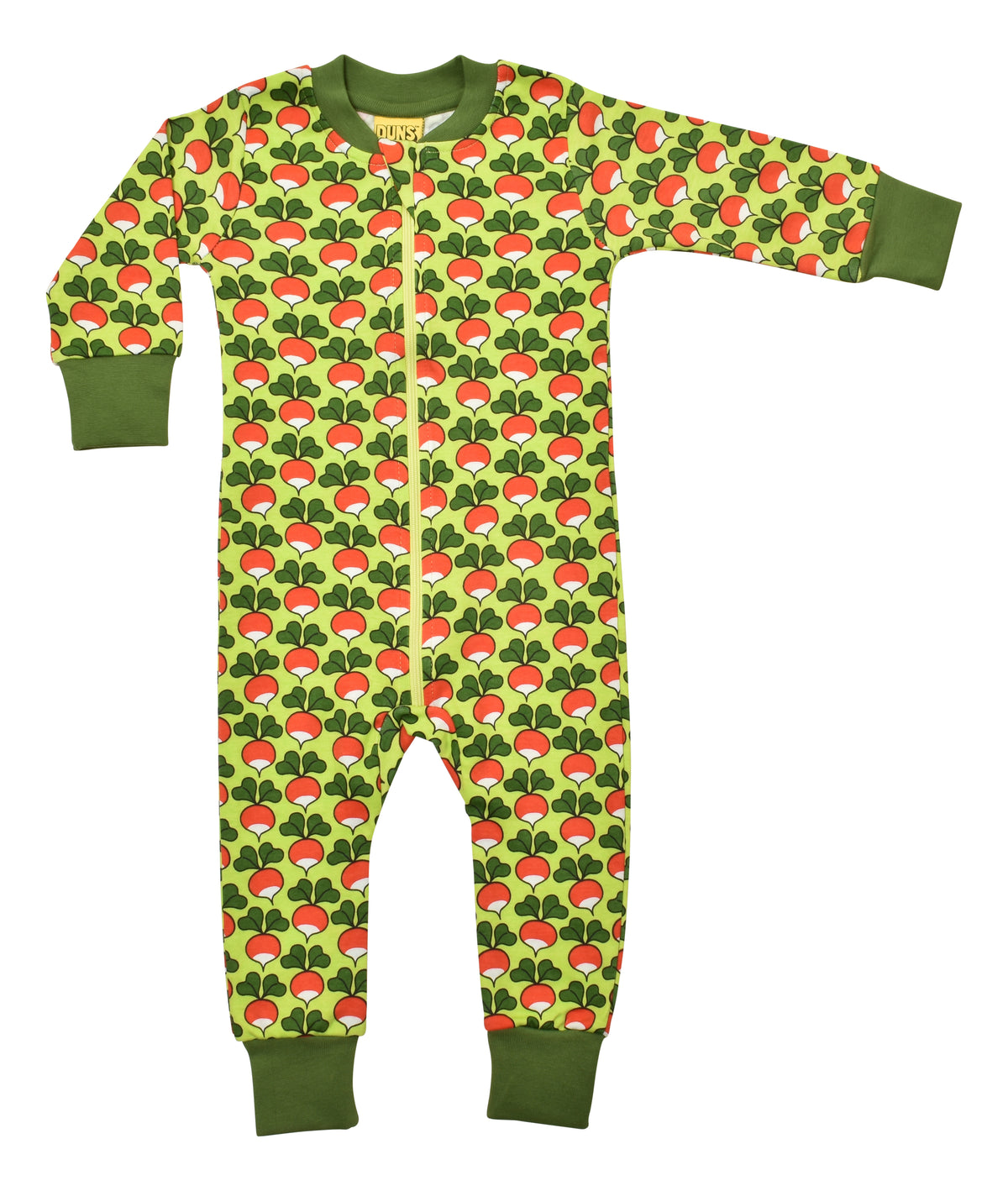 Einteiler-Pyjama mit Radieschen auf Tender Green von DUNS