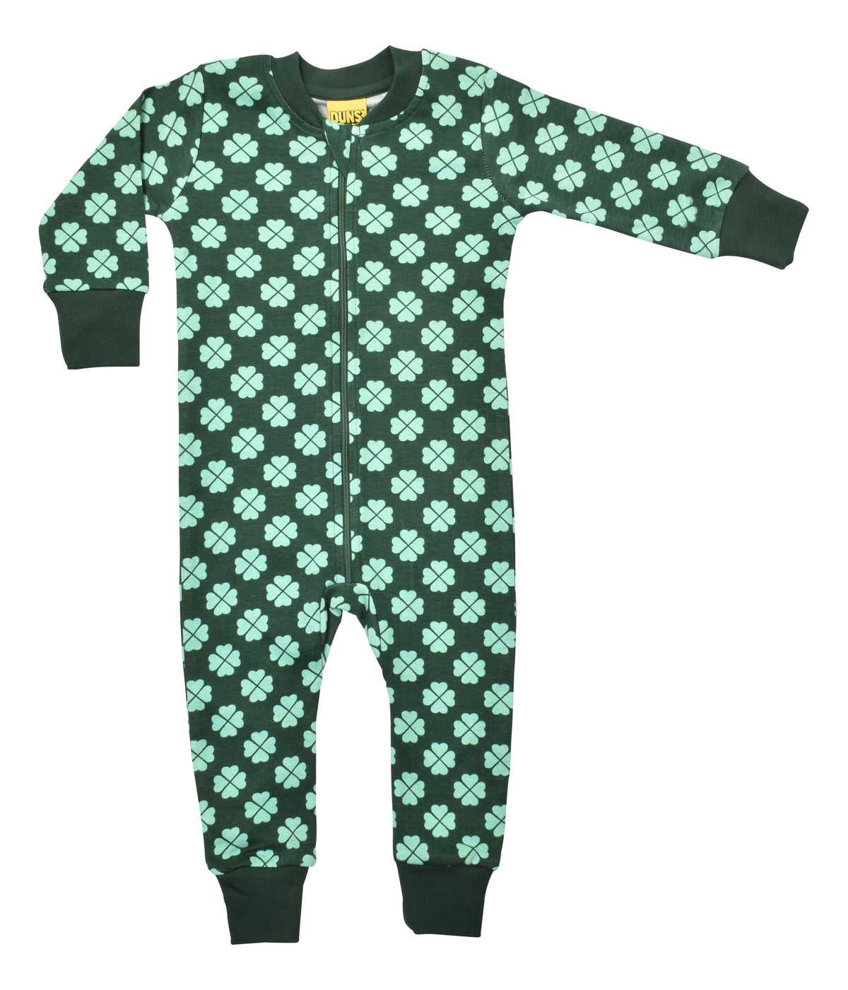 Einteiler-Pyjama mit Glücksklee auf Bistro Green von DUNS