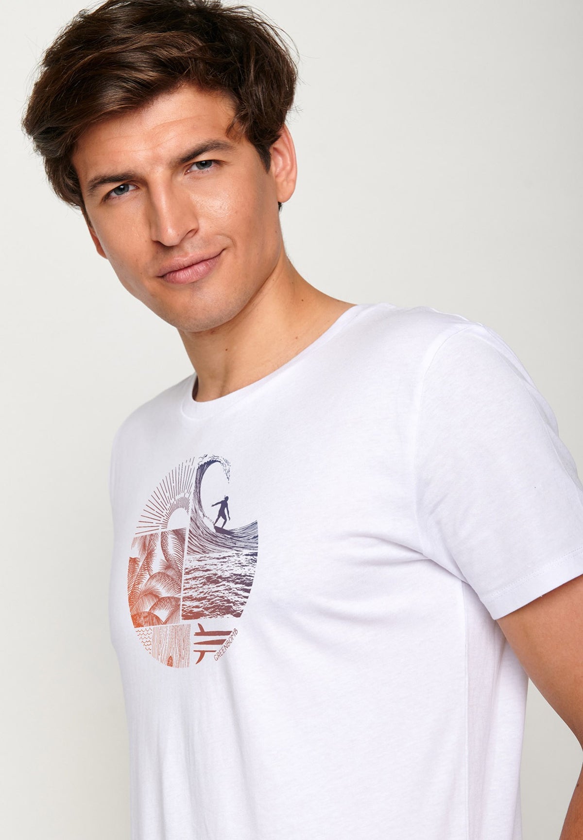 T-shirt Nature Waves Weiss von Greenbomb