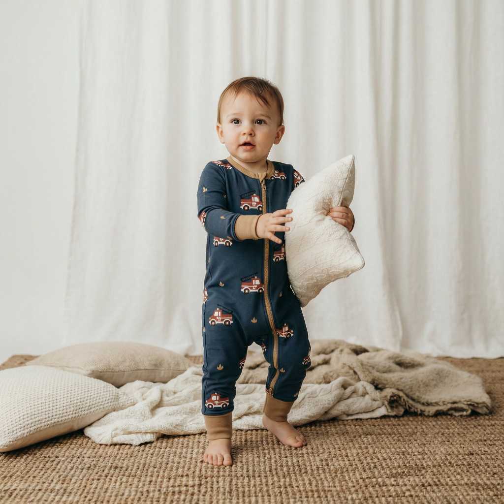 Baby-Pyjama mit Feuerwehr von Maxomorra