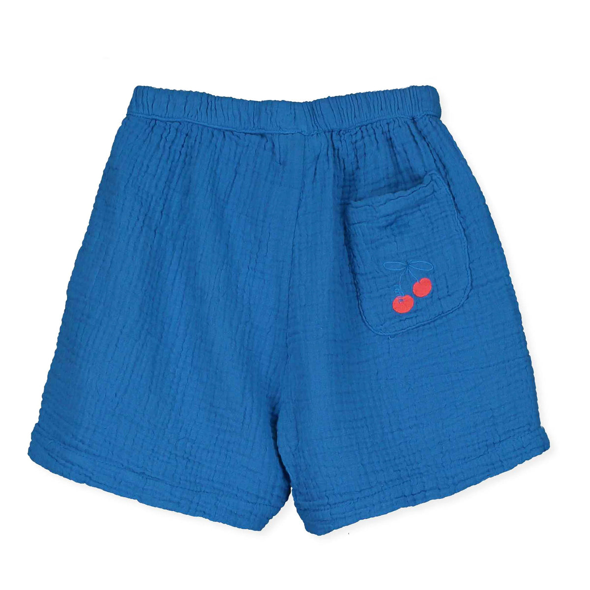 Musseline-Shorts mit Kirsche in Blau von Lötiekids