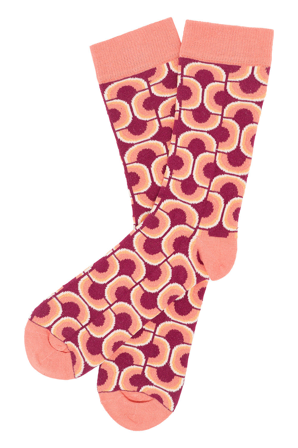 Socken mit Wellen-Muster Rot/Rosa von Tranquillo