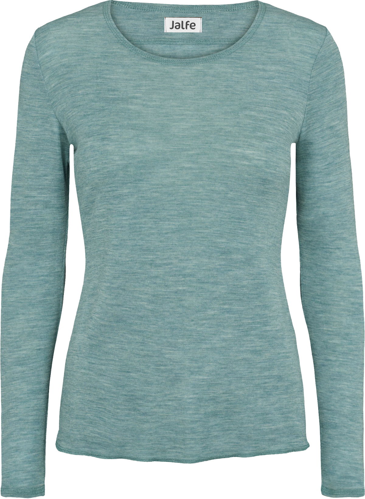 Wolle-Damenshirt Langarm  in Aqua Melange