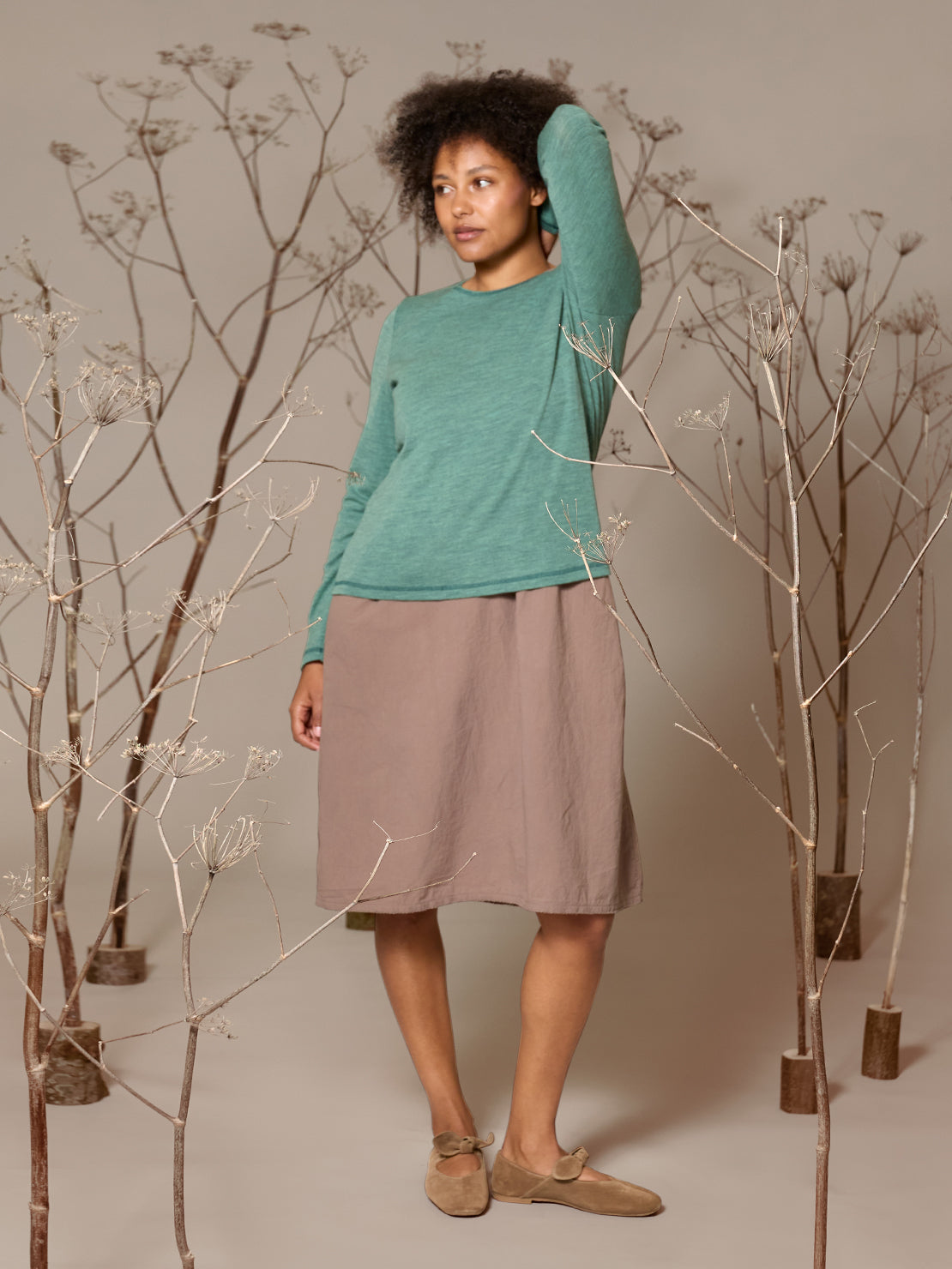 Loose-fit Damenshirt in Aloe Melange von Jalfe