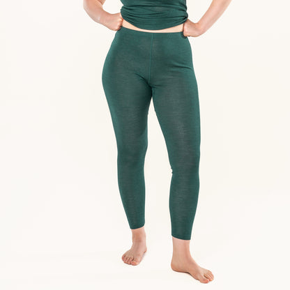 Leggings Damen Wolle/Seide in Dunkelgrün
