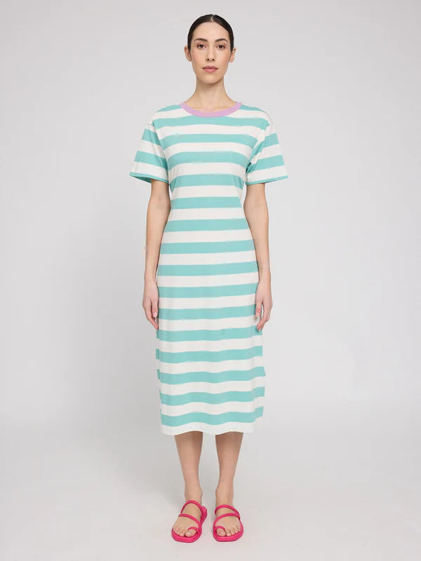 Sommerkleid gestreift in Türkis/Weiss von Mazine