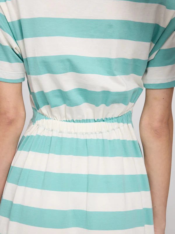 Sommerkleid gestreift in Türkis/Weiss von Mazine