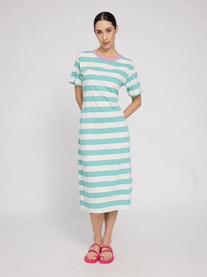 Sommerkleid gestreift in Türkis/Weiss von Mazine
