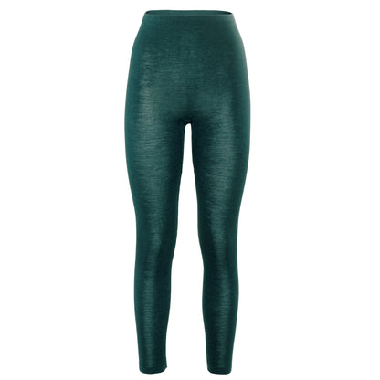Leggings Damen Wolle/Seide in Dunkelgrün