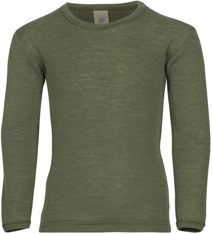 Langarmshirt Wolle/Seide in Olive von Engel