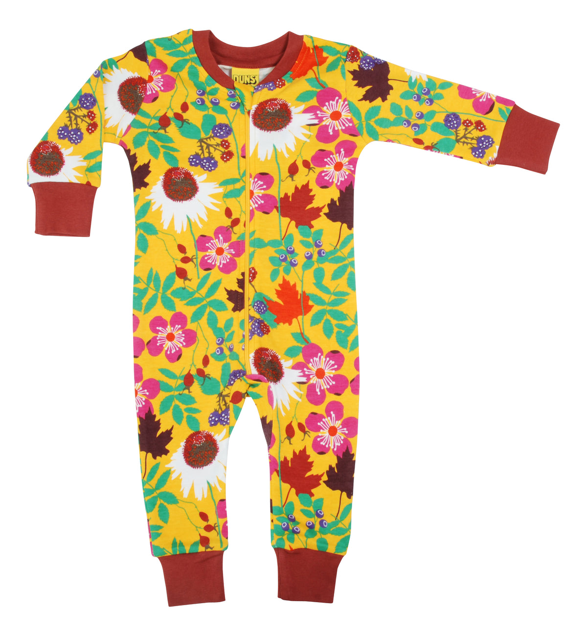 Einteiler-Pyjama Blumen auf Gelb  von DUNS