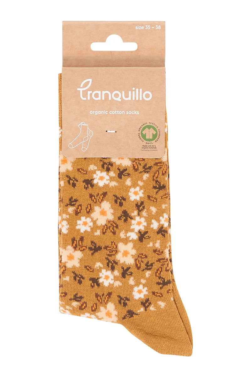 Socken Blumen Camel von Tranquillo