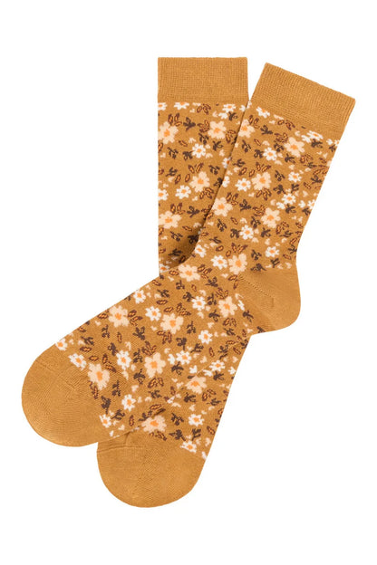 Socken Blumen Camel von Tranquillo